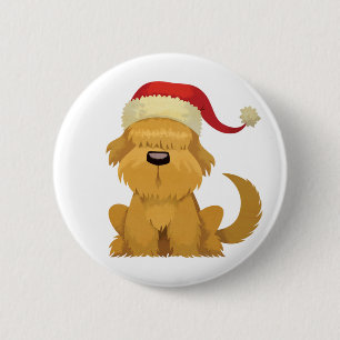 Badge Rond 5 Cm chien noël vintage