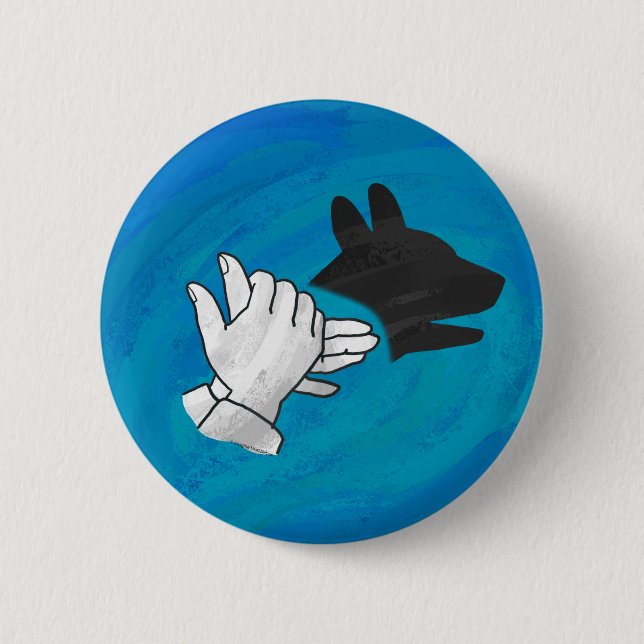 Badge Rond 5 Cm Chien Ombré sur bleu (Devant)