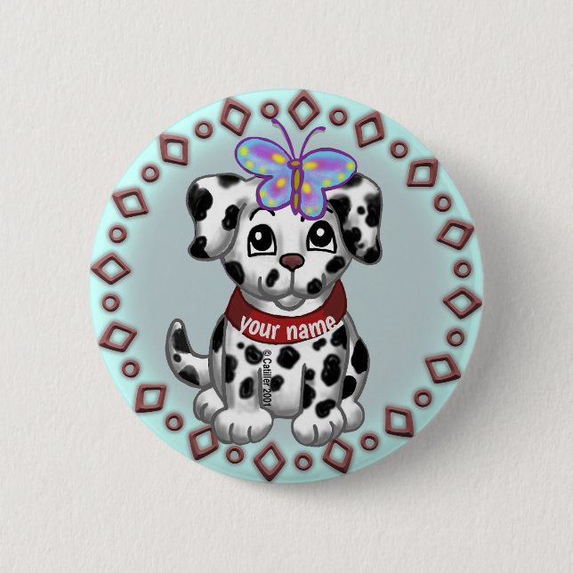 Badge Rond 5 Cm Chien Papillon (Devant)
