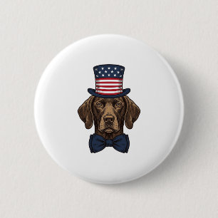 Badge Rond 5 Cm Chien Patriotique Gravure Vintage Design de T-Shir