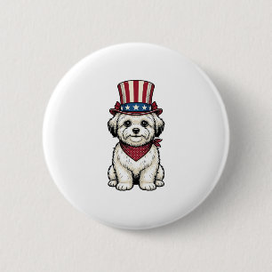 Badge Rond 5 Cm Chien Patriotique Gravure Vintage Design Vectoriel