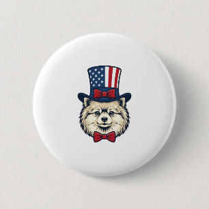 Badge Rond 5 Cm Chien patriotique tête gravure vintage vecteur con