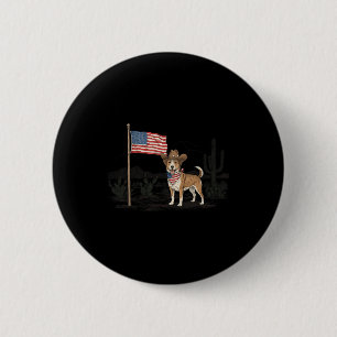 Badge Rond 5 Cm Chien Patriotique Usa 4 Juillet Drapeau Américain
