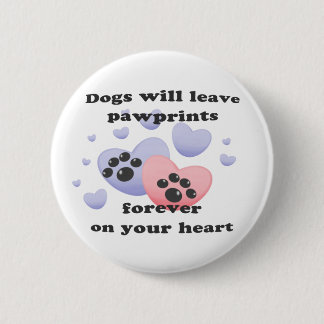Badge Rond 5 Cm Chien Pawprints sur le coeur