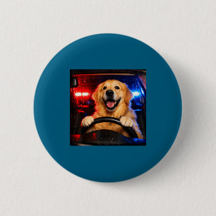Badge Rond 5 Cm Chien retriever doré drôle conduisant un mème de c