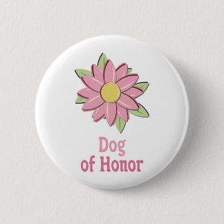 Badge Rond 5 Cm Chien rose de fleur d'honneur