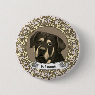 Badge Rond 5 Cm Chien Rottweiler