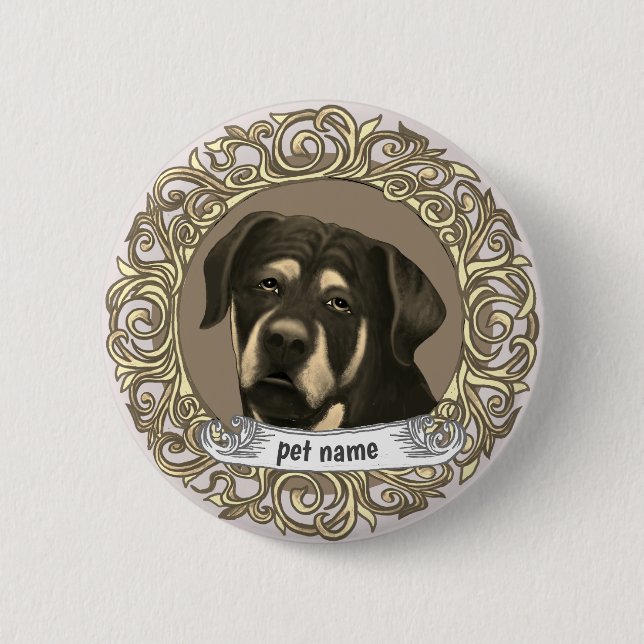 Badge Rond 5 Cm Chien Rottweiler (Devant)