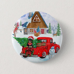 Badge Rond 5 Cm Chien Rottweiler dans un camion de livraison de No