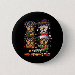 Badge Rond 5 Cm Chien Rottweiler Hallothanksmas Halloween Thanksgi