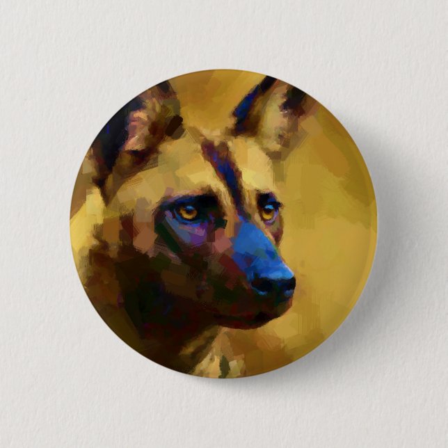 Badge Rond 5 Cm Chien sauvage africain (Devant)