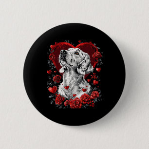 Badge Rond 5 Cm Chien Setter Anglais de la Saint-Valentin