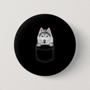 Badge Rond 5 Cm Chien Sibérien Husky À Poche  Drôle cadeau de l'am