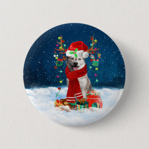 Badge Rond 5 Cm Chien sibérien Husky avec cadeaux de Noël