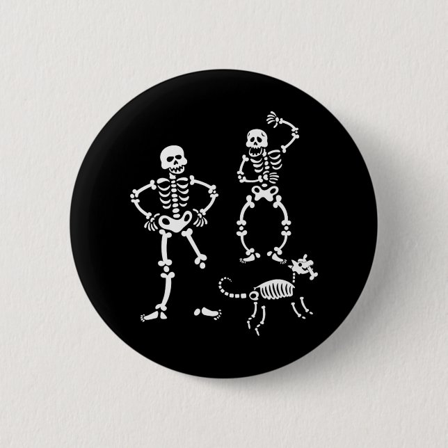 Badge Rond 5 Cm Chien Skull Skeleton Courir Halloween Costume Part (Devant)