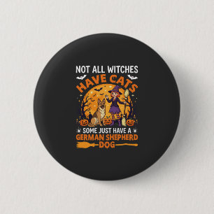 Badge Rond 5 Cm Chien sorcière drôle d'Halloween Berger Allemand