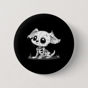 Badge Rond 5 Cm Chien squelette fantomatique mignon pour femmes -