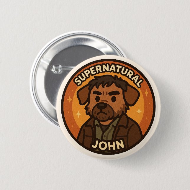 Badge Rond 5 Cm Chien surnaturel - John (Devant & derrière)