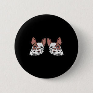 Badge Rond 5 Cm Chien-taureau Squelette Main sur la poitrine Costu