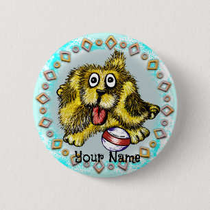 Badge Rond 5 Cm Chien temps de jeu