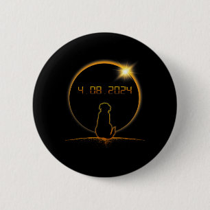 Badge Rond 5 Cm Chien total éclipse solaire