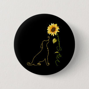 Badge Rond 5 Cm Chien Tournesol Mignon T-Shirt Chien Soleil Amateu