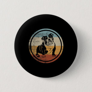 Badge Rond 5 Cm Chien vintage Design Anglais Bulldog