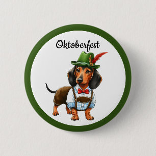 Badge Rond 5 Cm Chien Weiner de l'Oktoberfest