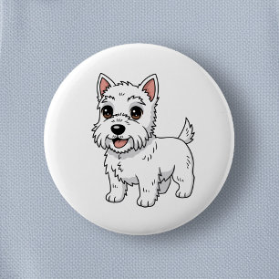 Badge Rond 5 Cm Chien West Highland White Terrier mignon