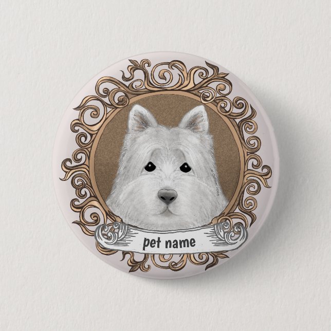 Badge Rond 5 Cm Chien Westie (Devant)