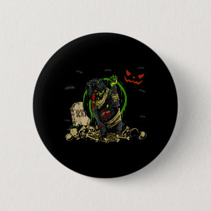 Badge Rond 5 Cm Chien zombie bouledogue Chien zombie drôle Hallowe
