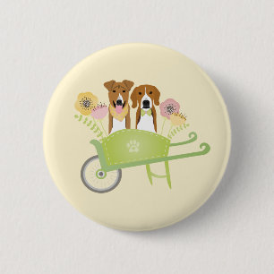 Badge Rond 5 Cm Chiens Brown En Fleurs De Printemps En Fleurs De B