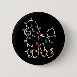 Badge Rond 5 Cm Chiens Caniches Arbre Noël Xmas Animal de Compagni