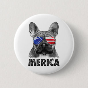 Badge Rond 5 Cm Chiens de taureaux 4 juillet Chemises Merica Homme