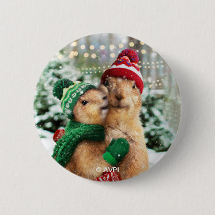 Badge Rond 5 Cm Chiens des Prairies de Noël