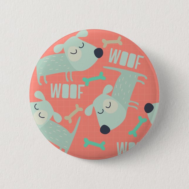 Badge Rond 5 Cm Chiens et os de Woof (Devant)
