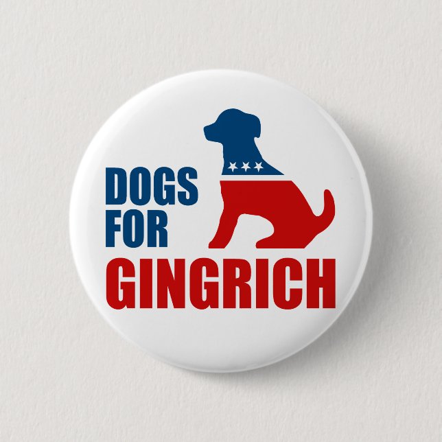 BADGE ROND 5 CM CHIENS POUR GINGRICH (Devant)