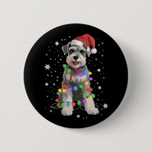 Badge Rond 5 Cm Chiens Schnauzer Arbre Noël Xmas Animal Familier C