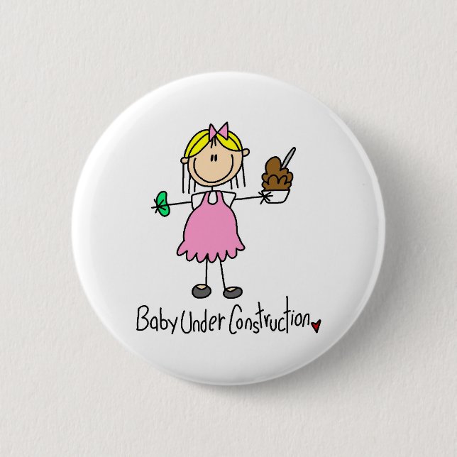 Badge Rond 5 Cm Chiffre bébé de bâton en construction (Devant)