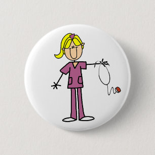 Badge Rond 5 Cm Chiffre blond bouton de bâton d'infirmière