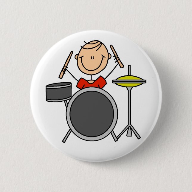 Badge Rond 5 Cm Chiffre bouton de bâton de batteur (Devant)