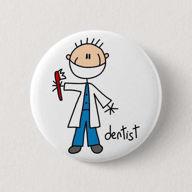 Badge Rond 5 Cm Chiffre bouton de bâton de dentiste (Devant)