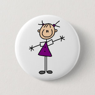 Badge Rond 5 Cm Chiffre bouton de bâton de fille