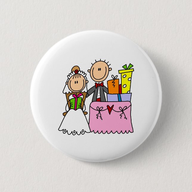Badge Rond 5 Cm Chiffre bouton de bâton de mariage de couples (Devant)