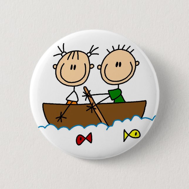 Badge Rond 5 Cm Chiffre bouton de bâton de pêche de bateau (Devant)