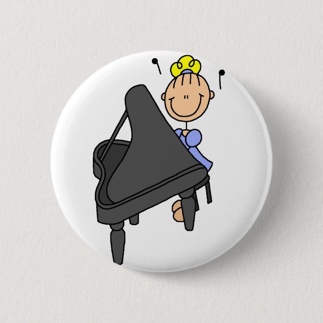 Badge Rond 5 Cm Chiffre bouton de bâton de piano (Devant)