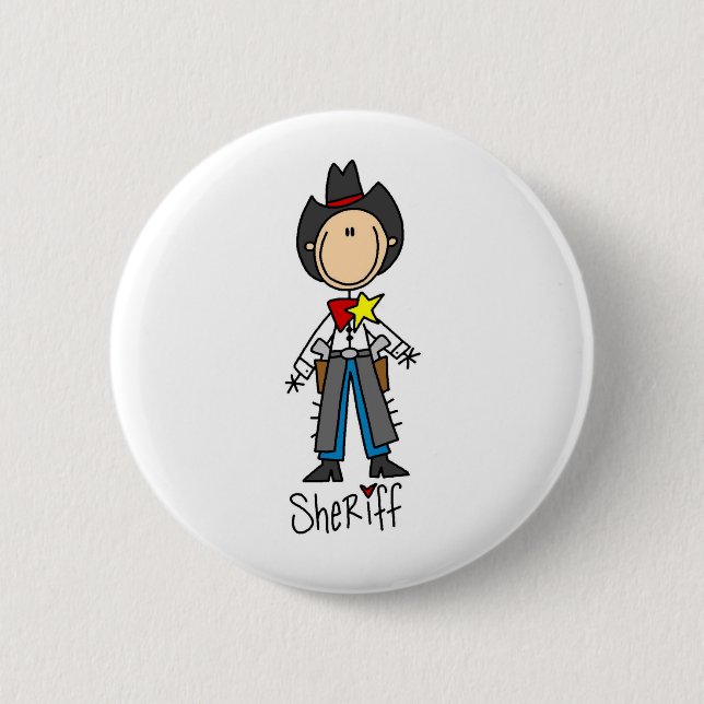 Badge Rond 5 Cm Chiffre bouton de bâton de shérif (Devant)