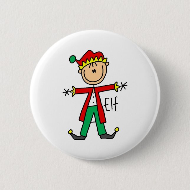 Badge Rond 5 Cm Chiffre bouton de bâton d'Elf de Noël (Devant)