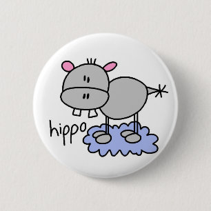 Badge Rond 5 Cm Chiffre bouton de bâton d'hippopotame