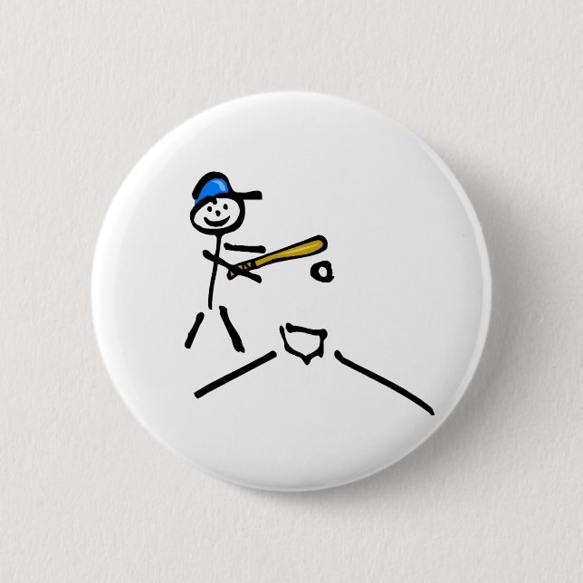 Badge Rond 5 Cm Chiffre de bâton de base-ball (Devant)